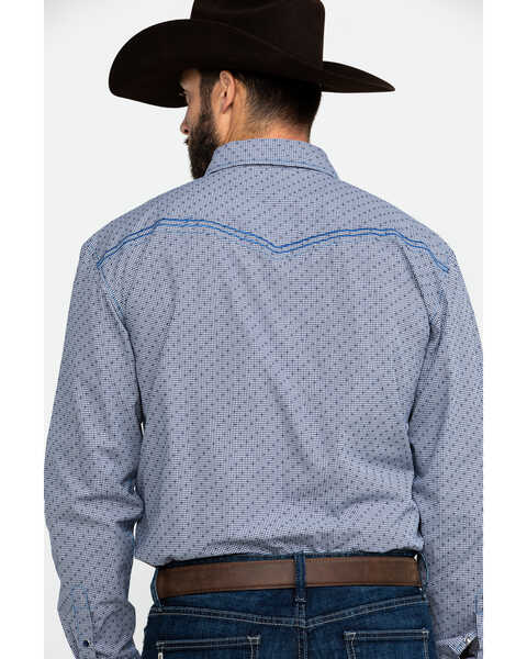 Image #2 - Cowboy Hardware Men's Dobby Print Long Sleeve Western Shirt , Navy, hi-res