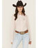 Image #1 - Cinch Women's Dotted Long Sleeve Button-Down Western Shirt, Pink, hi-res