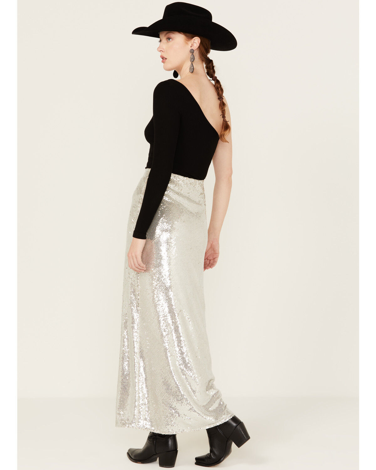 Image #4 - By Together Women's Sequins Maxi Skirt, Silver, hi-res
