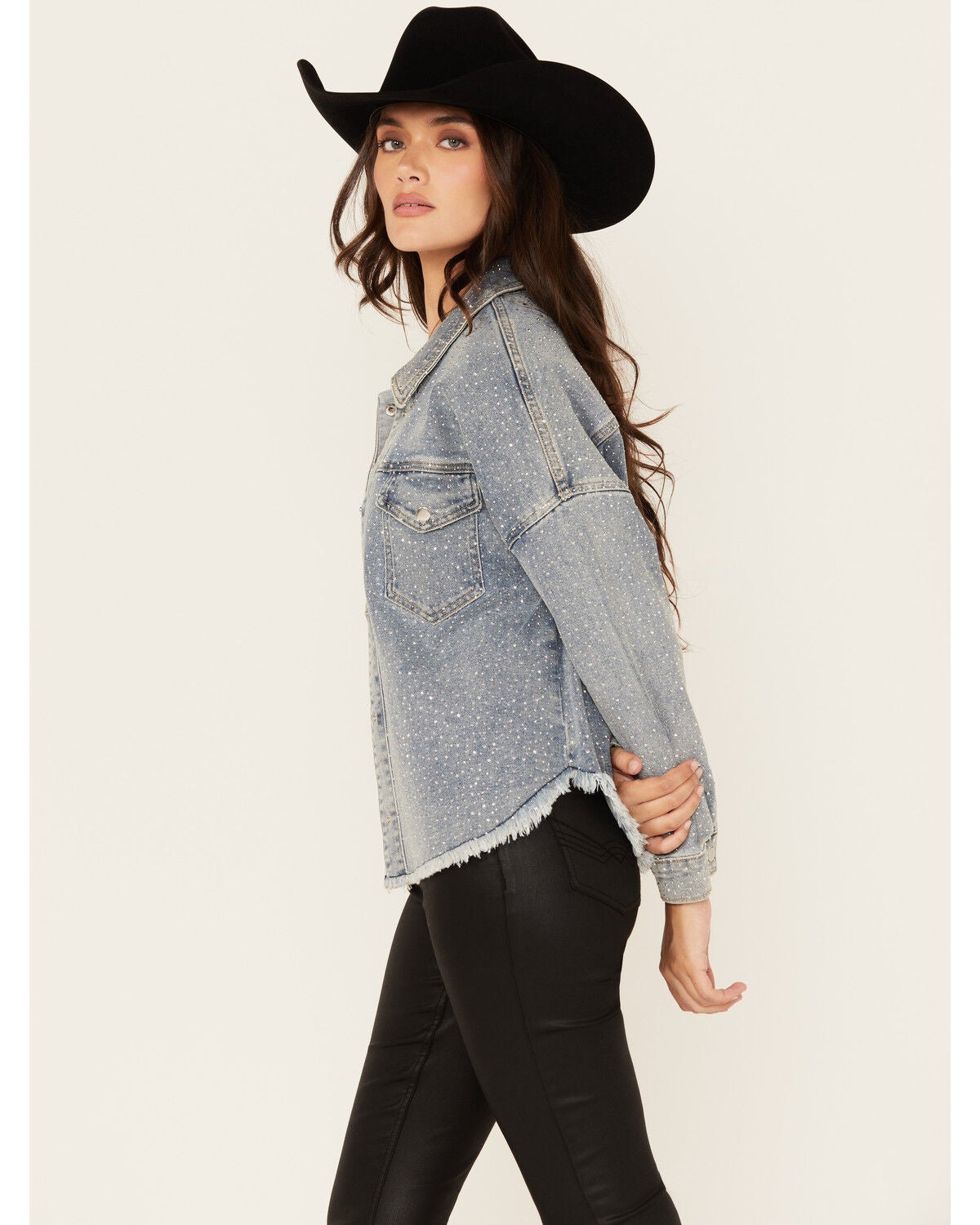 Image #2 - Veveret Women's Embellished Denim Jacket, , hi-res