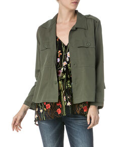 Miss Me Women's Get Ready to Ruffle Jacket, Olive, hi-res