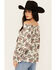 Image #4 - Wild Moss Women's Floral Print Long Sleeve Off The Shoulder Shirt , Ivory, hi-res