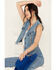Image #1 - Lee Women's Light Wash Denim Button Up Rainbow Vest, Blue, hi-res
