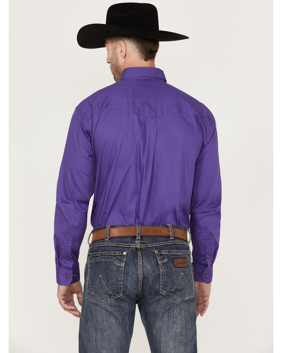 Image #4 - Roper Men's Solid Amarillo Collection Long Sleeve Button-Down Western Shirt, Purple, hi-res