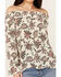 Image #3 - Wild Moss Women's Floral Print Long Sleeve Off The Shoulder Shirt , Ivory, hi-res