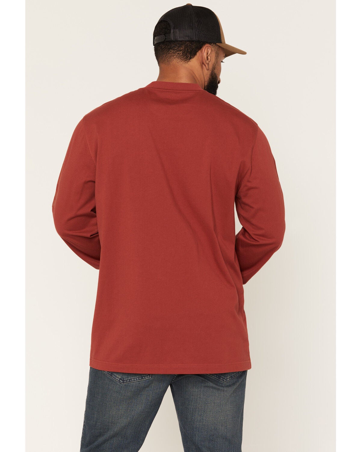Image #4 - Hawx Men's Logo Graphic Long Sleeve Work T-Shirt, Dark Orange, hi-res