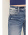 Image #2 - Miss Me Girls' Medium Wash Floral Fleur de Lis Bootcut Stretch Denim Jeans, Medium Wash, hi-res