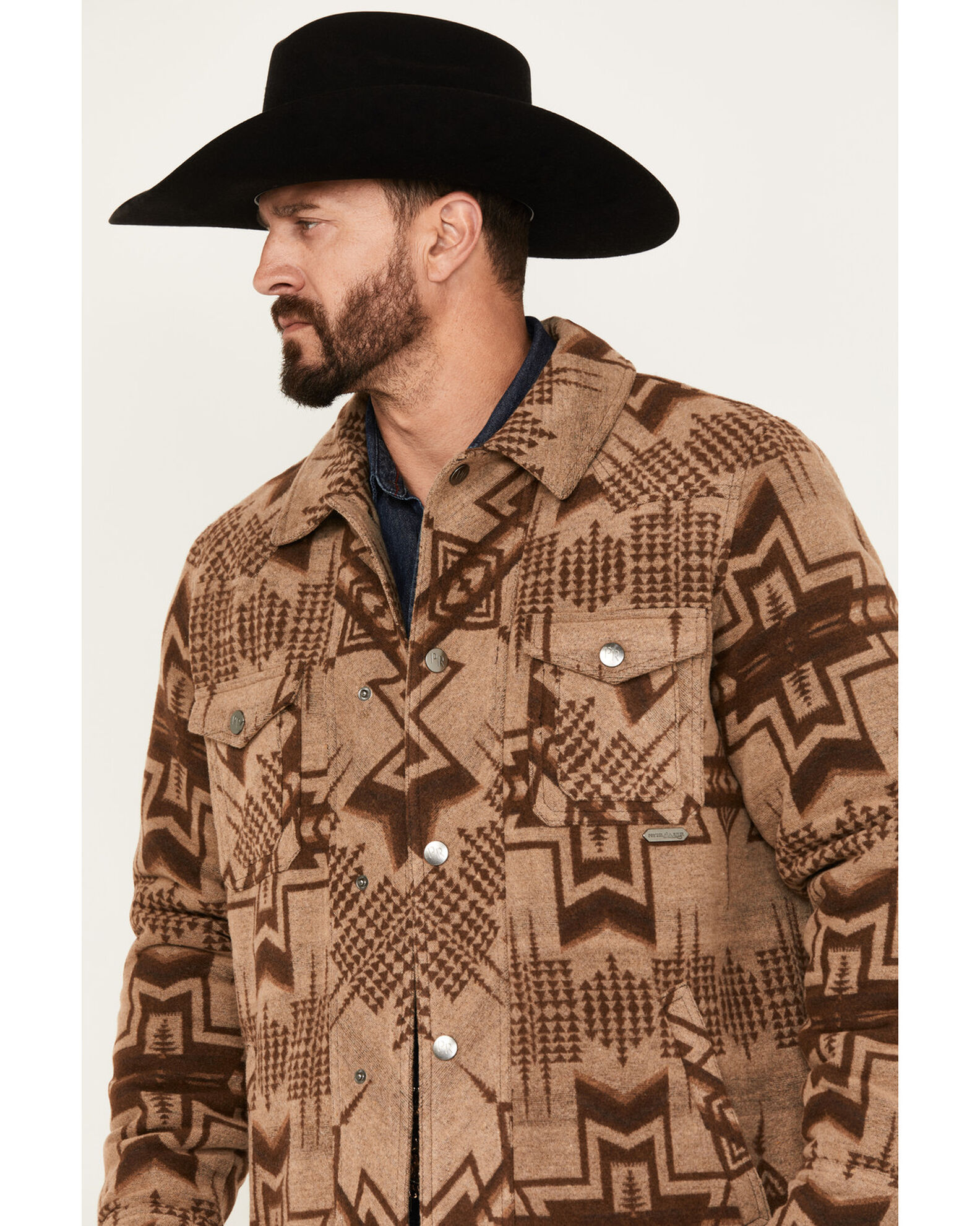 Product Name Powder River Outfitters by Panhandle Men's Commander Multicolor Snap Wool Jacket