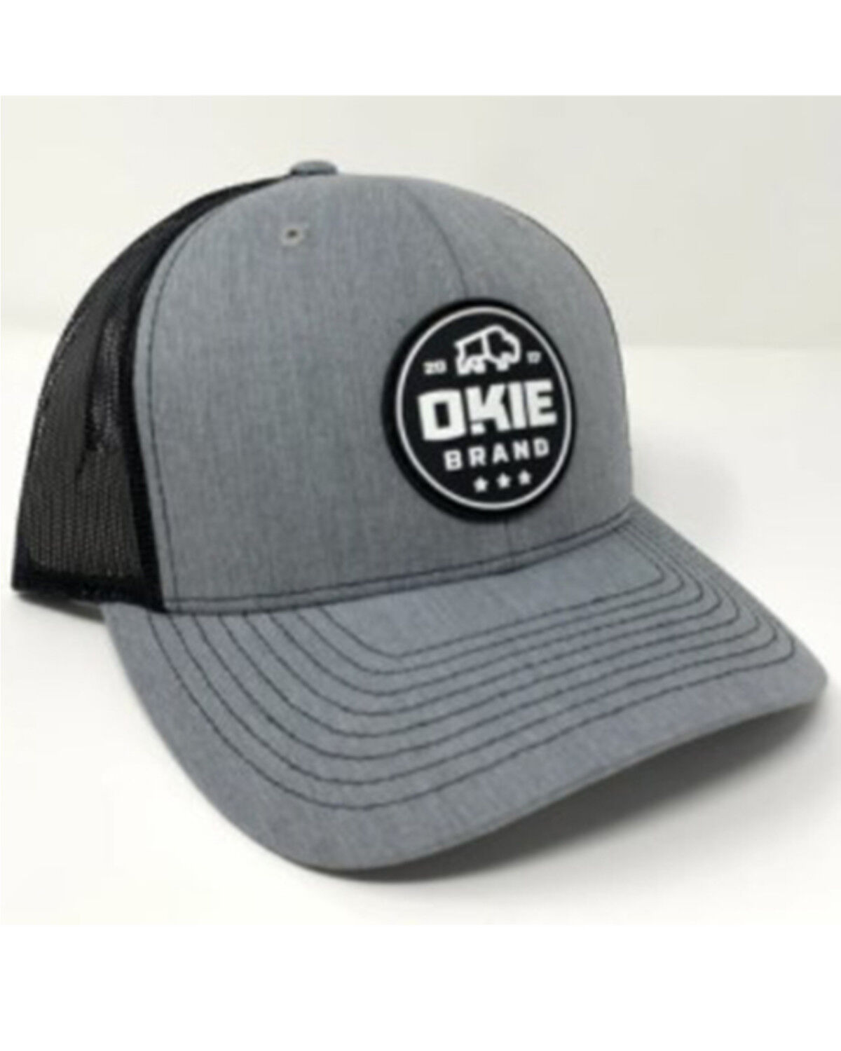 Image #1 - Okie Men's Tatanka Rubber Patch Mesh-Back Ball Cap, Grey, hi-res