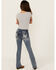 Image #1 - Grace in LA Girls' Medium Wash Butterfly Pocket Bootcut Stretch Denim Jeans, Medium Wash, hi-res