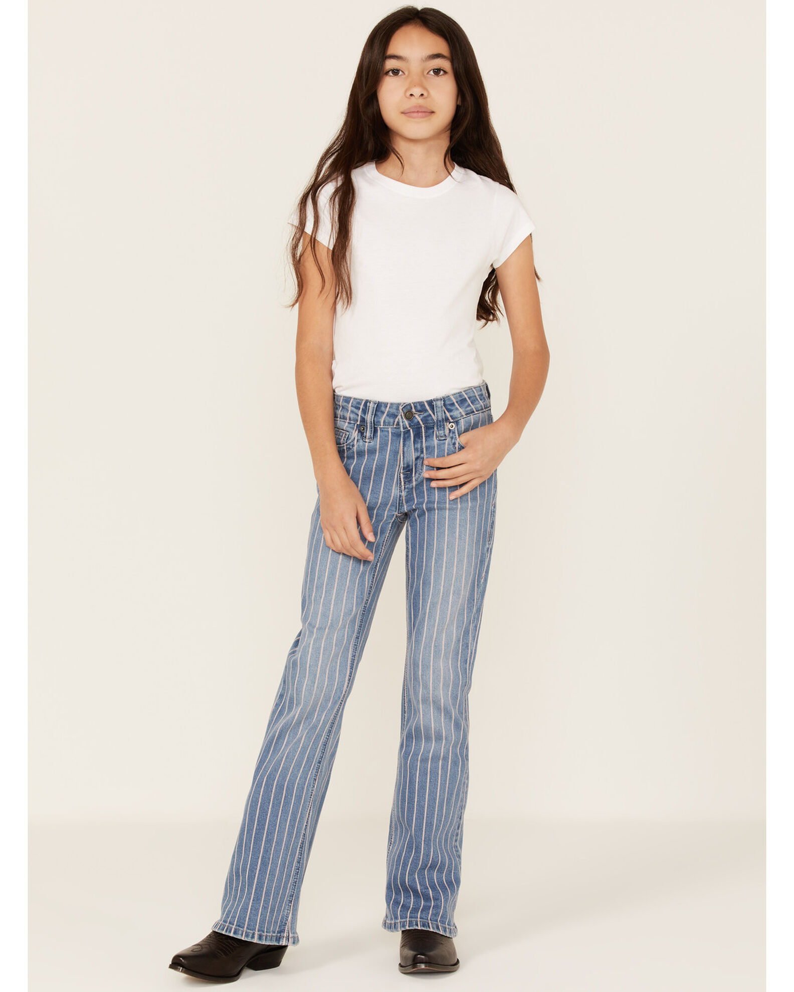 Rock & Roll Denim Girls' Striped Medium Wash Trouser Bootcut Jeans -  Country Outfitter