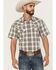Image #1 - Gibson Trading Co Men's Starlink Plaid Print Short Sleeve Snap Western Shirt - Big, Grey, hi-res