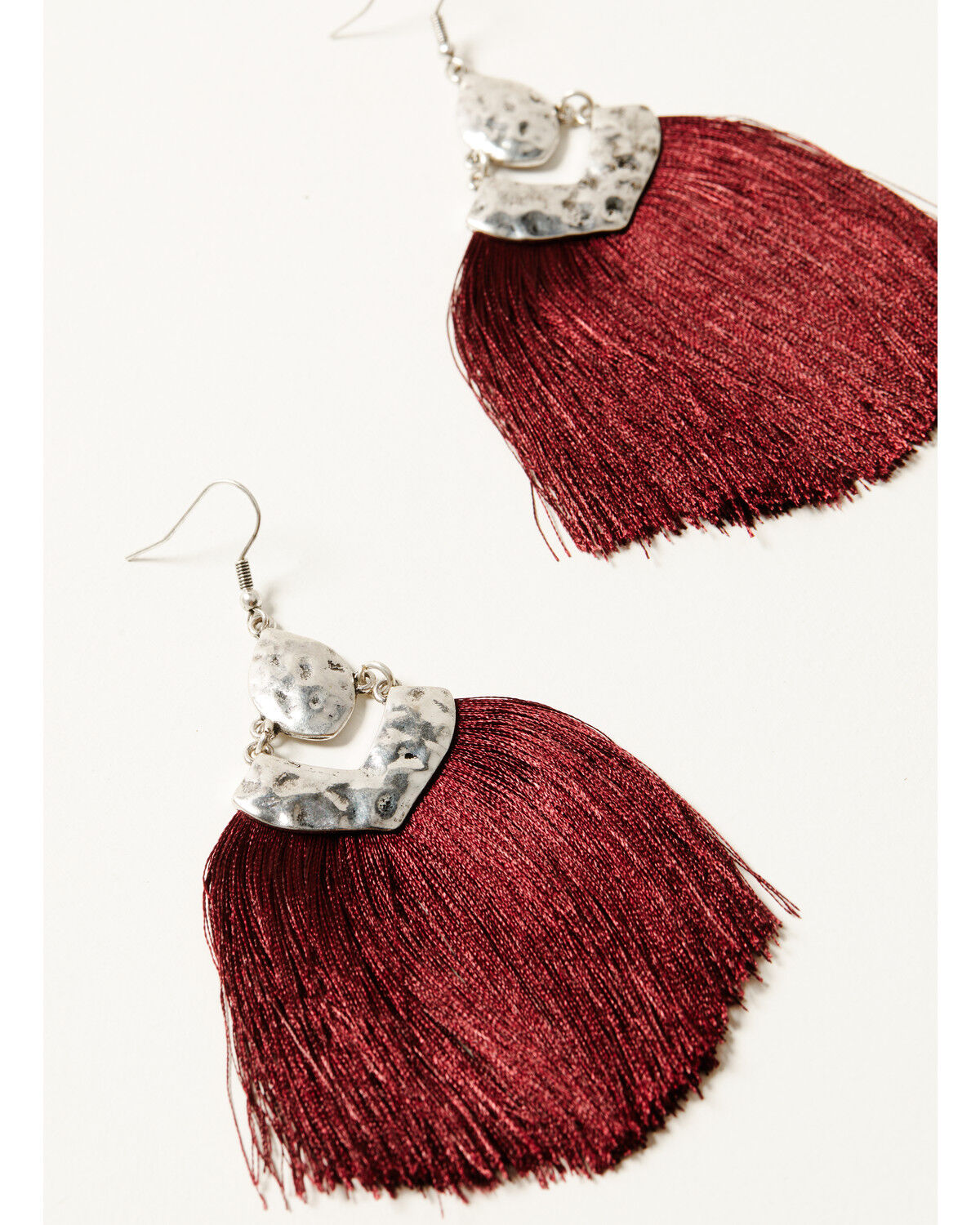 Image #2 - Shyanne Women's Juniper Sky Fringe Earrings, Maroon, hi-res