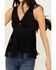 Image #3 - Idyllwind Women's Pennington Faux Suede Twisted Fringe Top, Black, hi-res