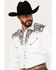Image #3 - Scully Men's Embroidered Gunfighter Long Sleeve Snap Western Shirt, Steel, hi-res
