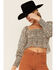 Image #2 - Lush Women's Long Sleeve Cheetah Smocked Crop Top, , hi-res