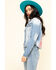 Shyanne Women's Cropped Paisley Americana Denim Trucker Jacket , Blue, hi-res