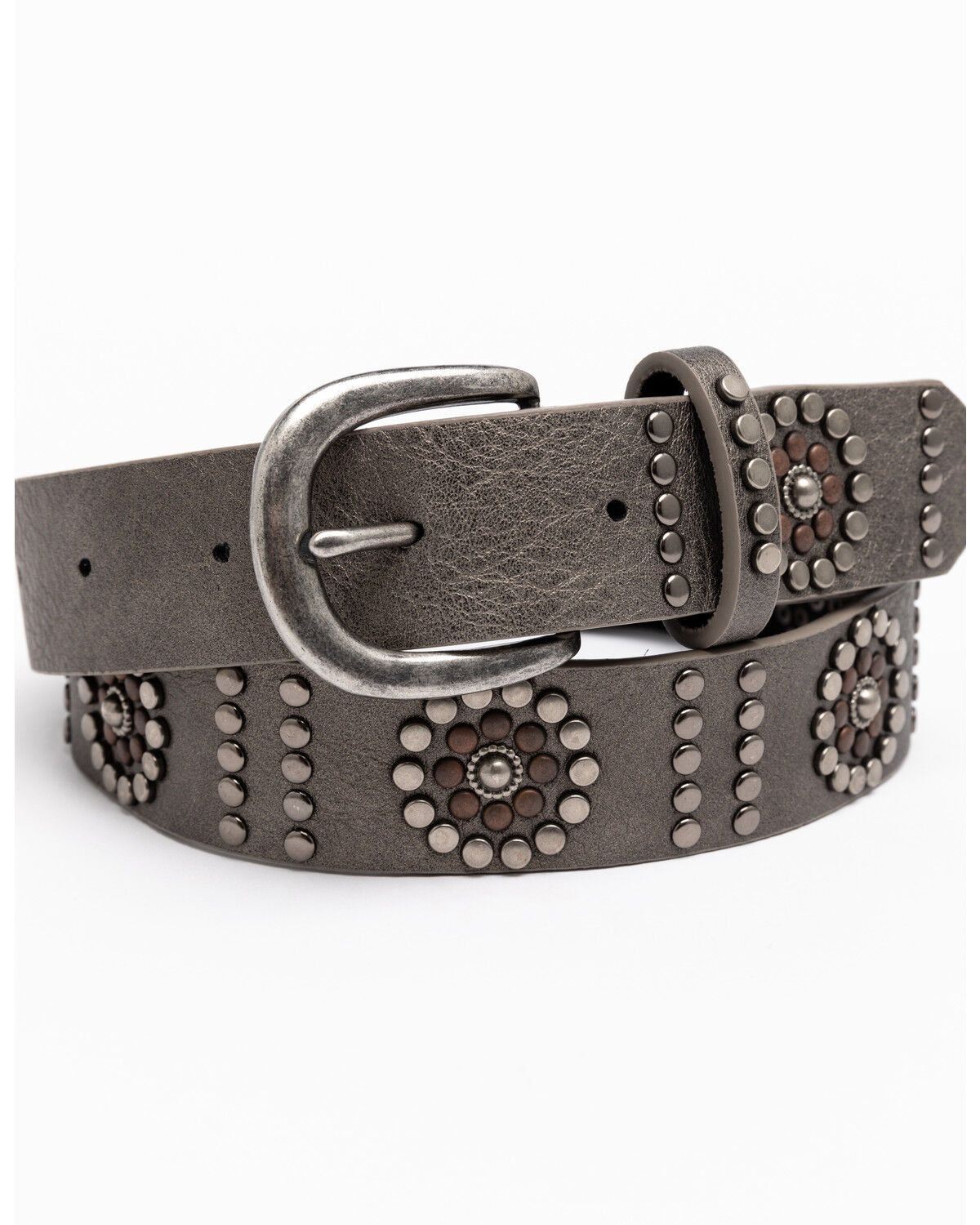 Image #3 - Shyanne Women's Floral Studded Pewter Belt, , hi-res