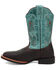Image #3 - Dan Post Little Girls' Salina Western Boots - Broad Square Toe, Chocolate/turquoise, hi-res