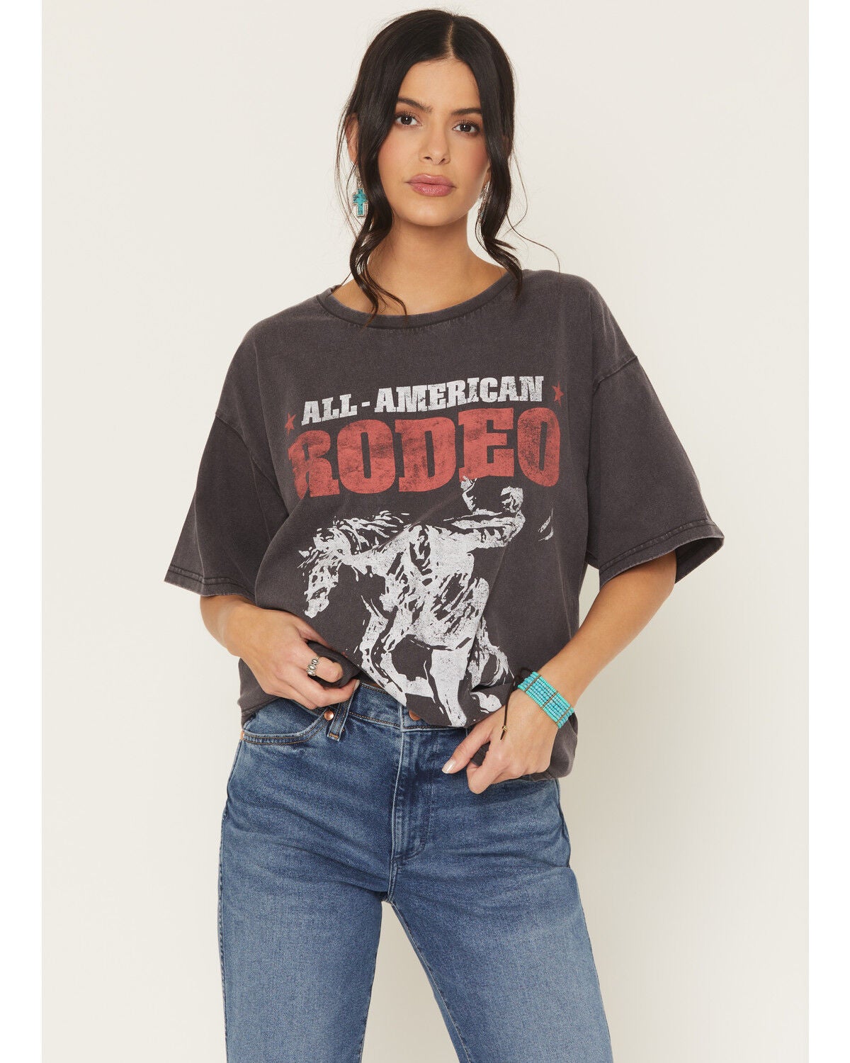 Wrangler Retro Women's Horse Rodeo Short Sleeve Graphic Tee, Black, hi-res