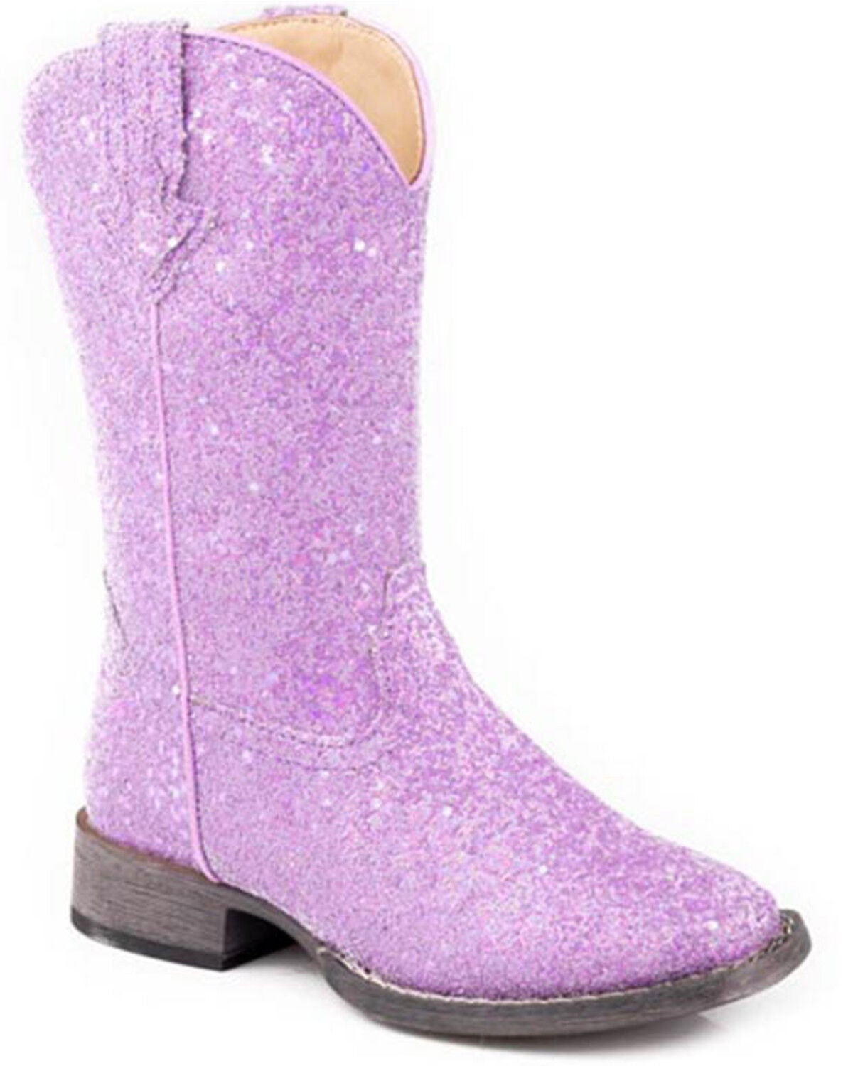 Roper Little Girls' Glitter Galore Western Boots - Broad Square Toe, Purple, hi-res