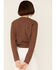Image #3 - Wild Moss Women's Brown Ribbed Lurex Cinch Front Knit Top, Brown, hi-res