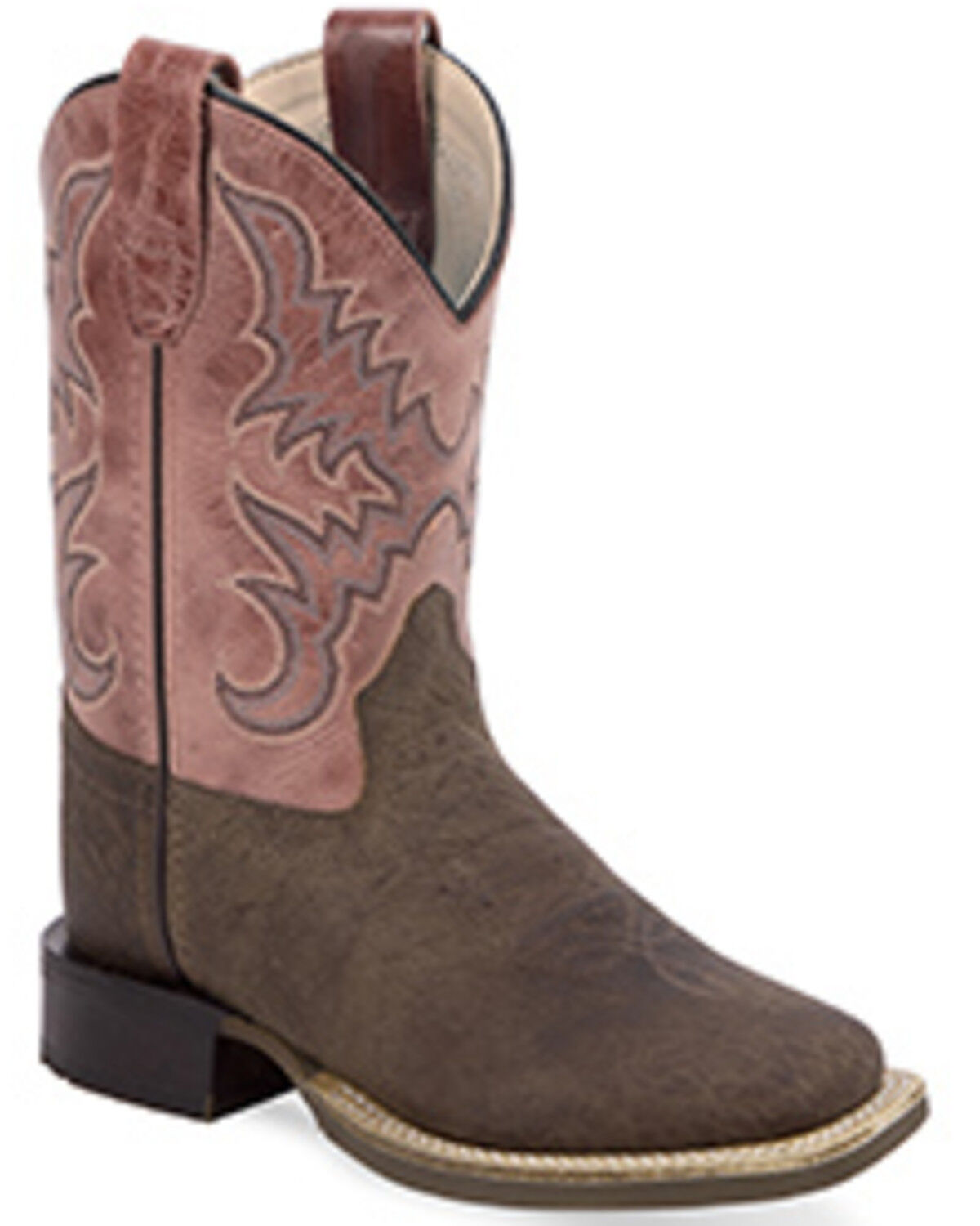Image #1 - Old West Girls' Western Boots - Broad Square Toe, Light Pink, hi-res