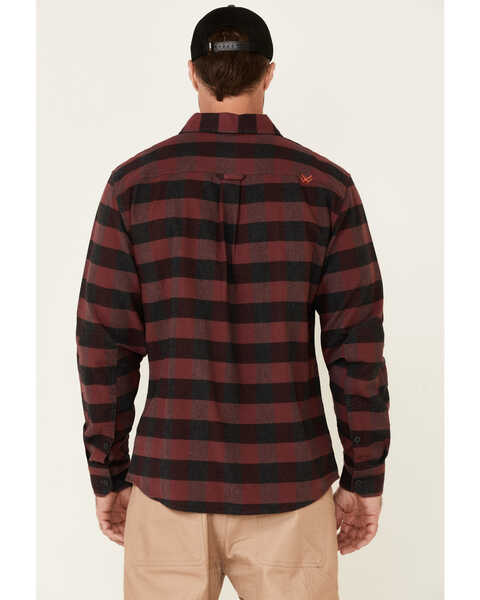 Image #4 - Hawx Men's Harris Stretch Plaid Print Long Sleeve Button Down Work Flannel Shirt - Tall , Dark Red, hi-res