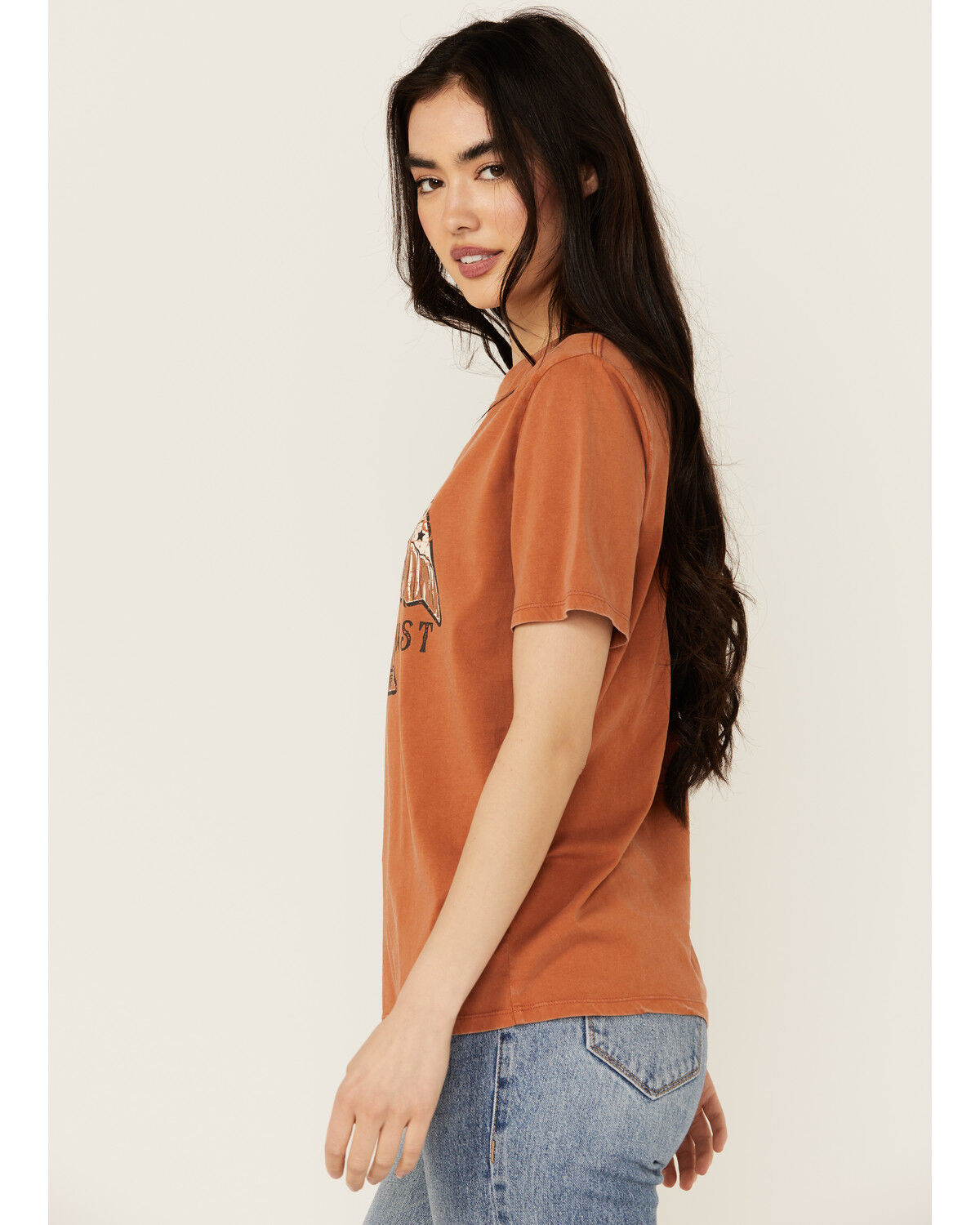 Image #2 - Rock & Roll Denim Women's Desert Eagle Short Sleeve Graphic Tee, Orange, hi-res