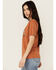 Image #2 - Rock & Roll Denim Women's Desert Eagle Short Sleeve Graphic Tee, Orange, hi-res