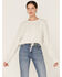 Image #1 - Wild Moss Women's Speckled Cable Knit Cropped Sweater, Ivory, hi-res