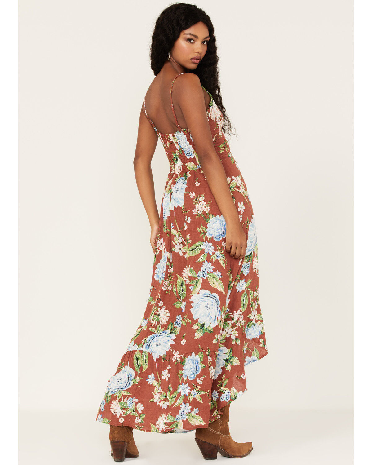 Image #4 - Wild Moss Women's Floral Print Sleeveless Maxi Dress, Brown, hi-res