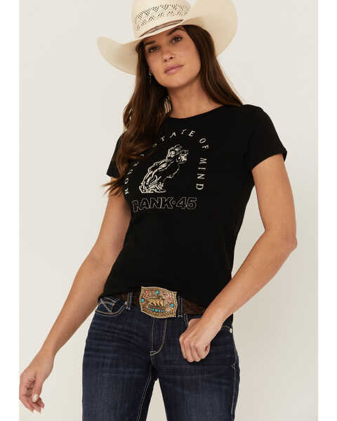 RANK 45® Women's Rodeo State Of Mind Graphic Tee, Black, hi-res