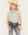 Image #1 - Ely Walker Girls' Plaid Print Sleeveless Snap Western Shirt, Blue, hi-res