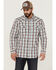 Image #1 - Moonshine Spirit Men's Burning Man Plaid Long Sleeve Snap Western Shirt, White, hi-res