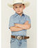 Image #1 - Ely Walker Boys' Solid Short Sleeve Pearl Snap Western Shirt, Blue, hi-res