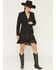 Image #1 - Scully Women's Tonal Scroll Embroidered Button-Down Blazer, Black, hi-res