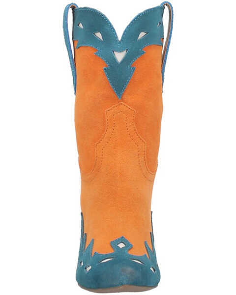 Image #4 - Dingo Women's Spicy Underlay Suede Leather Western Booties - Pointed Toe , Orange, hi-res