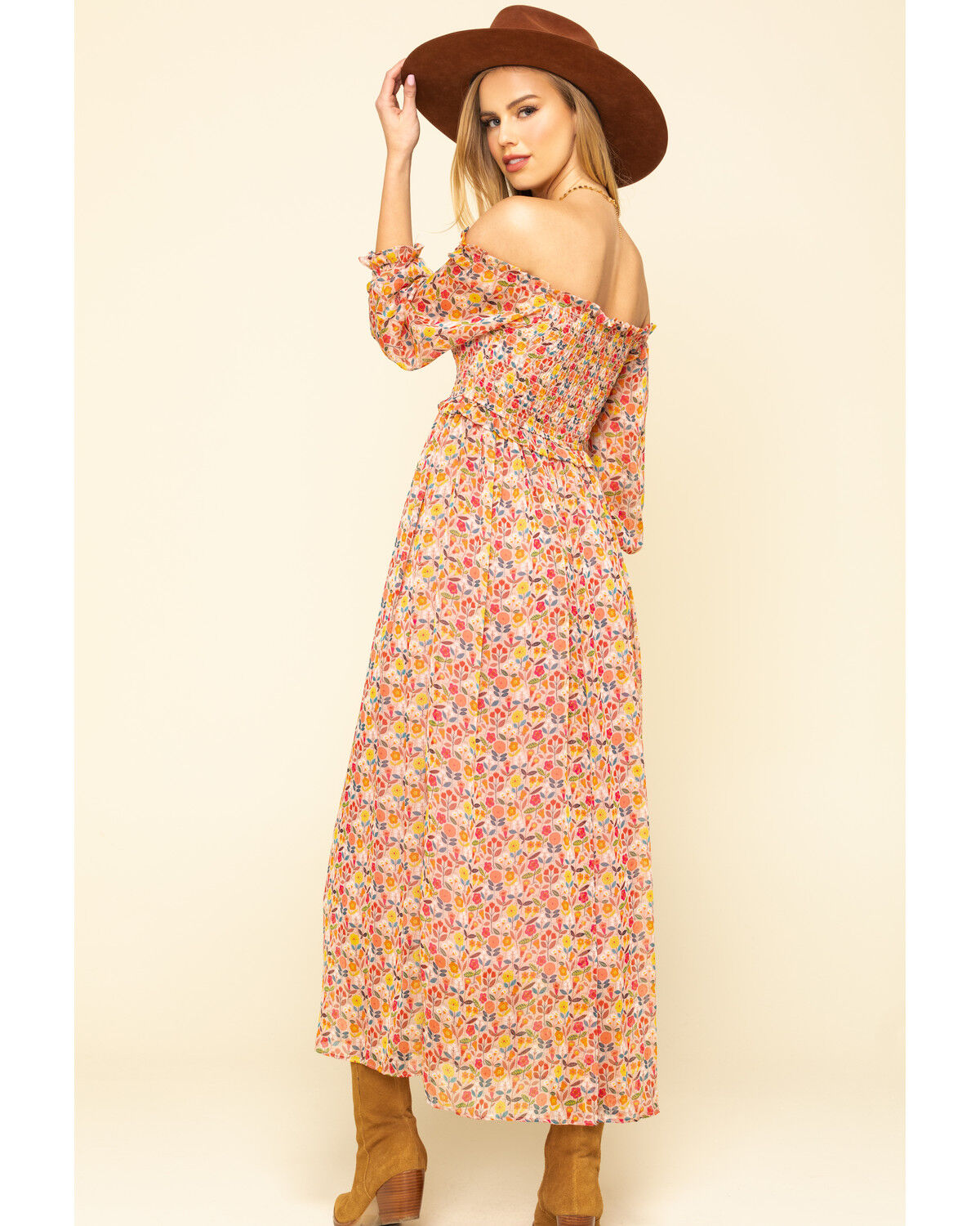 Image #2 - Molly Bracken Women's Pink Print Smock Midi Dress, , hi-res