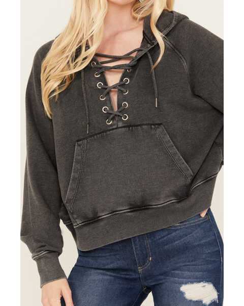 Image #3 - Idyllwind Women's Blanche Studded Tie Front Hoodie, Black, hi-res