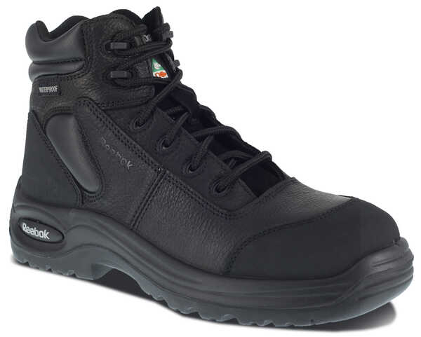 Image #1 - Reebok Men's Trainex 6" Lace-Up Waterproof Work Boots - Composite Toe, Black, hi-res
