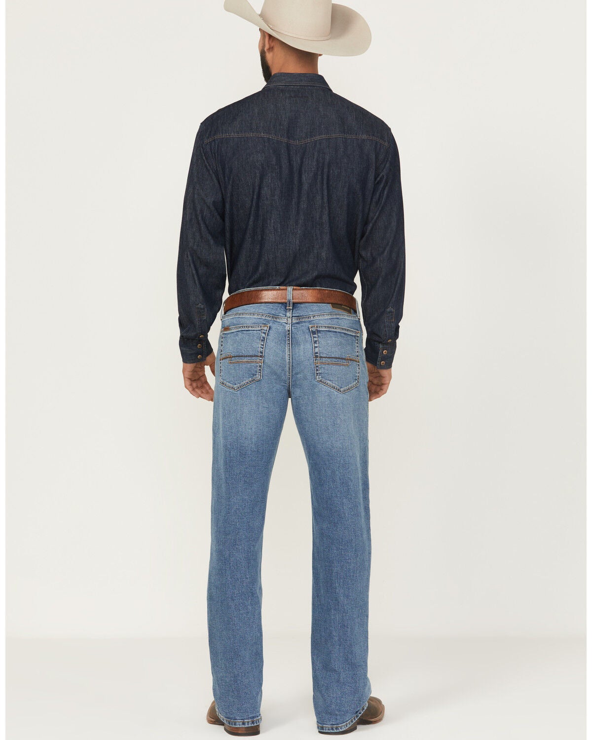 Image #3 - Ariat Men's M4 Medium Wash Relaxed Bootcut Stretch Denim Jeans - Big, Medium Wash, hi-res