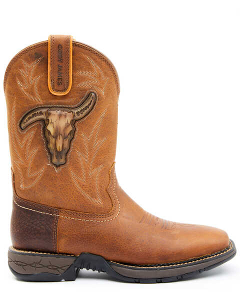 Image #2 - Brothers and Sons Men's Skull Western Performance Boots - Broad Square Toe, Tan, hi-res