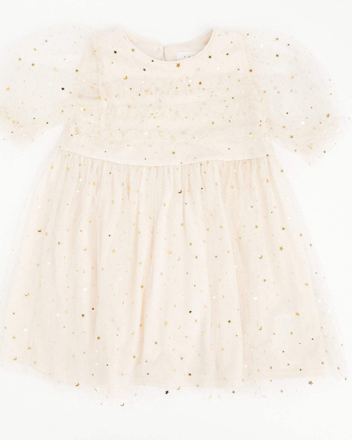Image #1 - Yura Toddler Girls' Star Tulle Short Sleeve Dress, Cream, hi-res