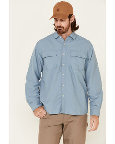North River Men's Solid Light Blue Utility Outdoor Long Sleeve Button-Down Western Shirt , Blue, hi-res
