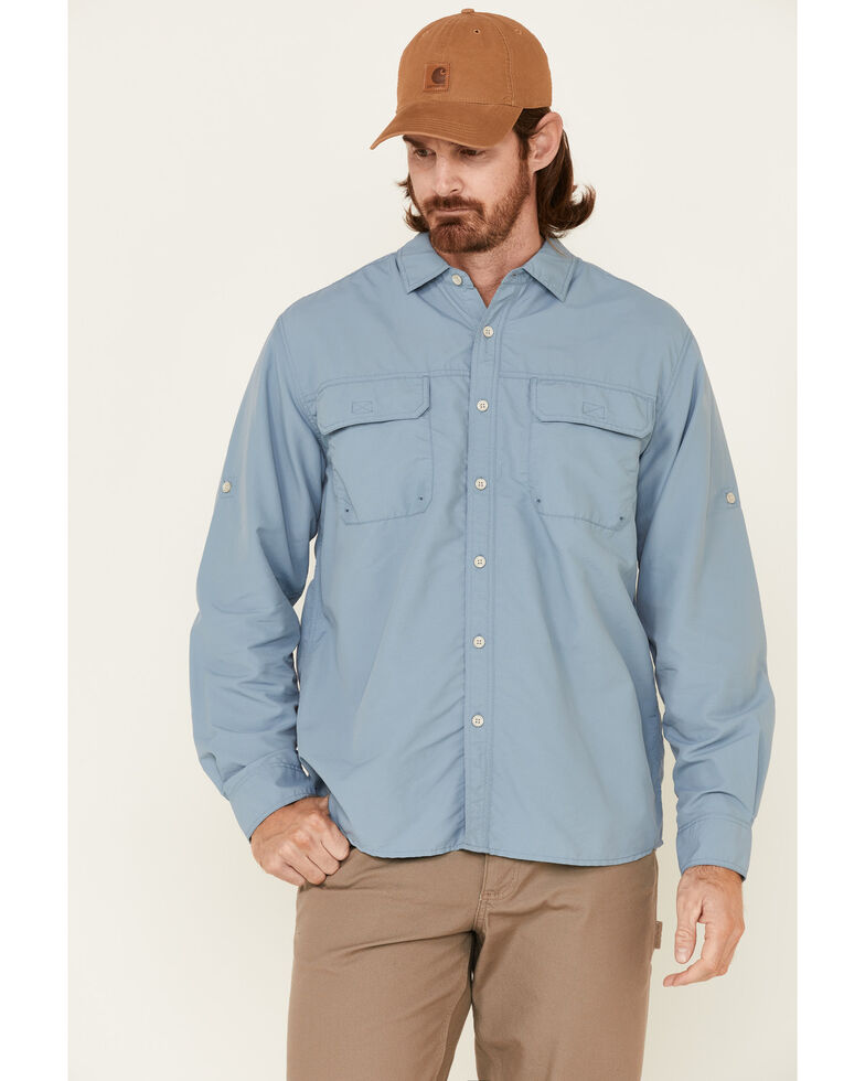 North River Men's Utility Outdoor Long Sleeve Button-Down Western Shirt , Blue, hi-res