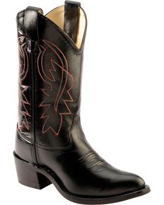 Old West Boys' Black Cowboy Boots, Black, hi-res