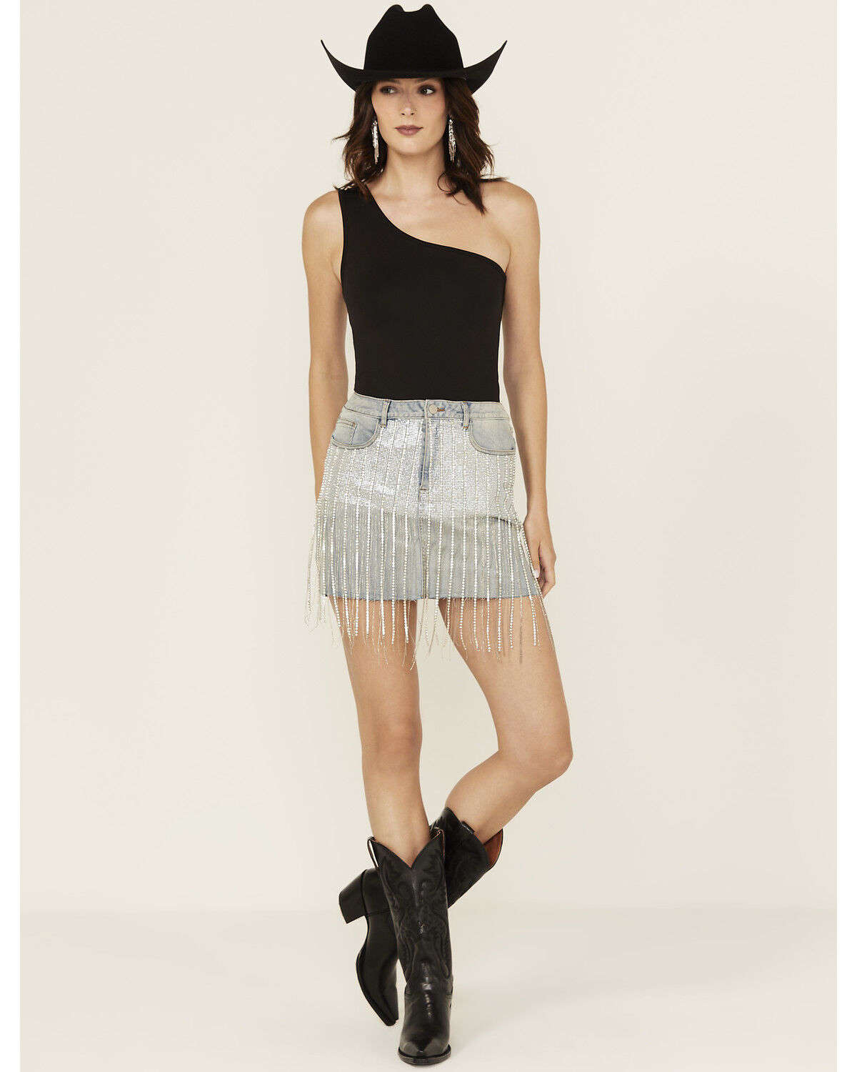 Image #1 - Blue B Women's Light Wash Fringe Mini Denim Skirt, Light Wash, hi-res
