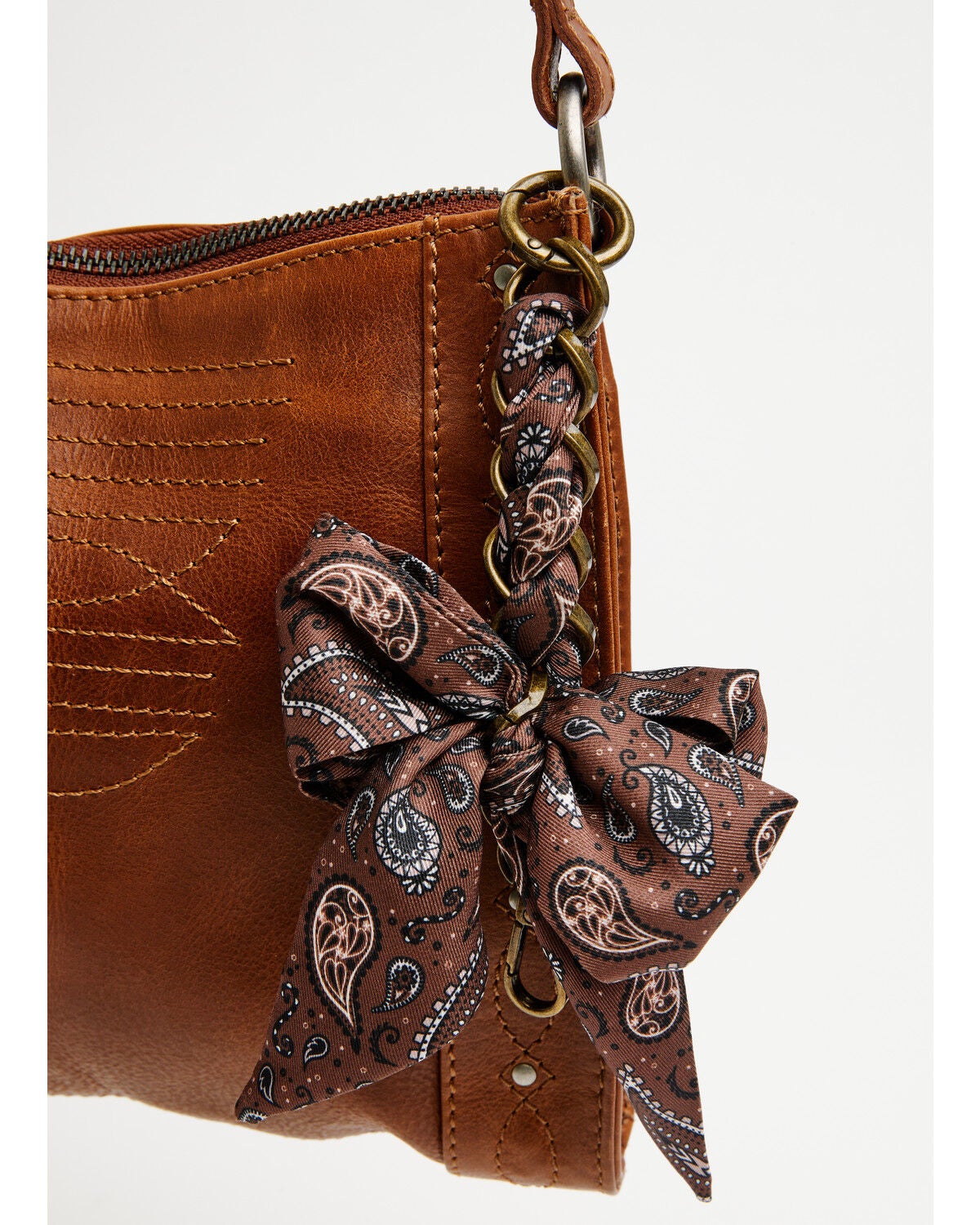 Image #1 - Boot Barn Women's Bandana Bow Bag Charm, Brown, hi-res