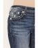 Image #4 - Miss Me Women's Dark Wash Mid Rise Winged Pocket 32" Bootcut Stretch Denim Jeans, Dark Wash, hi-res
